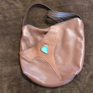 Western leather purse with stone